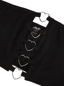 SHEIN Unity Top bandeau con diseño de aro de corazón - Negro - Ver 3
