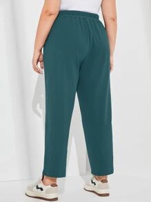 Mulvari Plus Patched Detail Carrot Trousers - Teal Blue - View 2