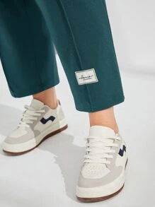 Mulvari Plus Patched Detail Carrot Trousers - Teal Blue - View 3