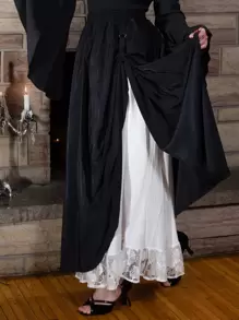 Scarlet Darkness 蕾絲邊雙色半身裙 - 黑色 - 查看 1