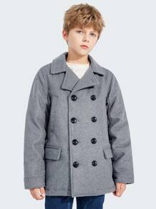 SOLOCOTE Con trai đôi ngực áo khoác dày dày - Màu Xám nhạt - Xem 5