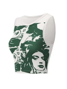 SHEIN ICON Top tank 90s con estampado de figura - Blanco - Ver 5