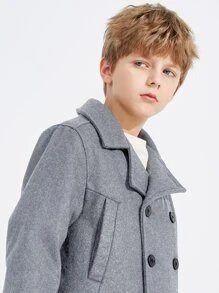 SOLOCOTE Con trai đôi ngực áo khoác dày dày - Màu Xám nhạt - Xem 7