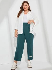Mulvari Plus Patched Detail Carrot Trousers - Teal Blue - View 5