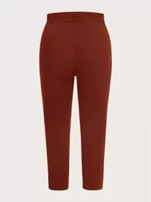 SHEIN MOD Pantalones unicolor con cinturón - Óxido marrón - Ver 2