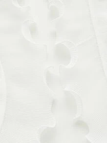 SHEIN Clasi Solid Ruffle Trim Open Front Jacket - White - View 4