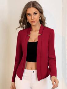 BizChic Women's Lightweight Open Front Blazer Jacket, Basic Top For Urban Commute, Minimalist & Fashionable Business Casual Outerwear For Office Wear In Fall/Winter - Burgundy - View 5