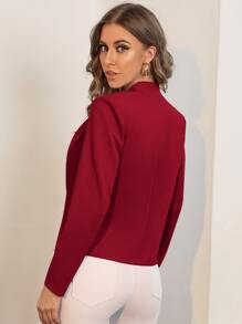 BizChic Women's Lightweight Open Front Blazer Jacket, Basic Top For Urban Commute, Minimalist & Fashionable Business Casual Outerwear For Office Wear In Fall/Winter - Burgundy - View 2