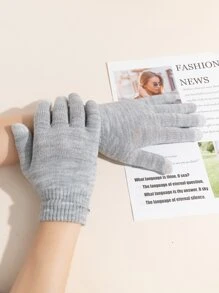 1 Pair Winter Magic Gloves Adults Warm Stretchy Unisex Black Gloves One Size Fits Most Women Teens Magic Knit Gloves - Light Grey - View 1