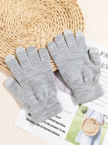 1 Pair Winter Magic Gloves Adults Warm Stretchy Unisex Black Gloves One Size Fits Most Women Teens Magic Knit Gloves - Light Grey - View 2