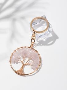 Boho 1pc Multicolor Woven Metal Wire Life Tree Keychain, Suitable For Daily Wear And As Women's Gift (Stone Color Varies) Car Accessories Bag Charm Backpack For School - Multicolor - View 1