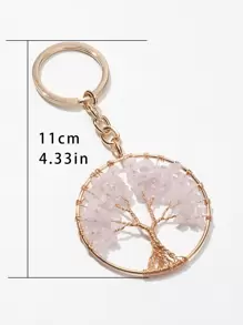 Boho 1pc Multicolor Woven Metal Wire Life Tree Keychain, Suitable For Daily Wear And As Women's Gift (Stone Color Varies) Car Accessories Bag Charm Backpack For School - Multicolor - View 3
