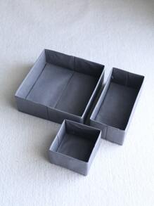 Cajas de almacenamiento de tela no tejida de múltiples piezas, cajas de almacenamiento de ropa interior sin tapa, bolsas organizadoras plegables para almacenar cosméticos, pañuelos, controles remotos, artículos de papelería y otros artículos pequeños, adecuadas para la sala de estar, el dormitorio, el armario, disponibles en varios tamaños - Gris - Ver 3