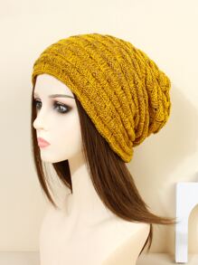 1pc Women's Thickened And Thermal Lined Warm Knitted Beanie Hat For Fall And Winter - Yellow - View 6