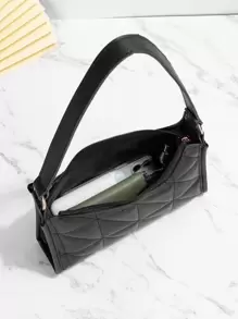 Fashionable Pu Embroidered Shoulder Bag - Black - View 3