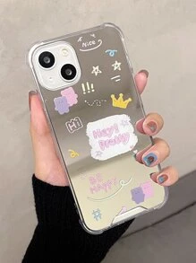 Hộp đựng điện thoại gương đồ họa chữ - Nhiều màu - Xem 5