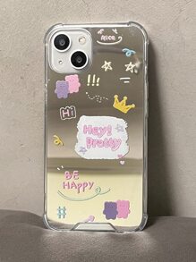 Hộp đựng điện thoại gương đồ họa chữ - Nhiều màu - Xem 8