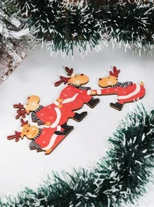 Christmas Wooden Reindeer Decorative Corner Door Frame, Scene Decoration, Festival Accessory, Christmas Decoration, Corner Decoration, Wall Corner, Mirror, Cabinet, Chair, Drawer, Furniture Corner Decoration, Etc. Best Gifts Birthday Graduation - Multicolor - View 3