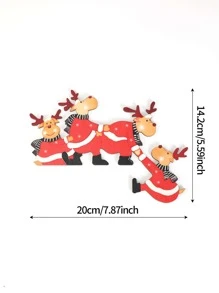 Christmas Wooden Reindeer Decorative Corner Door Frame, Scene Decoration, Festival Accessory, Christmas Decoration, Corner Decoration, Wall Corner, Mirror, Cabinet, Chair, Drawer, Furniture Corner Decoration, Etc. Best Gifts Birthday Graduation - Multicolor - View 4