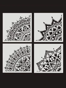 1pc Mandala Design Random Drawing Template - White - View 1