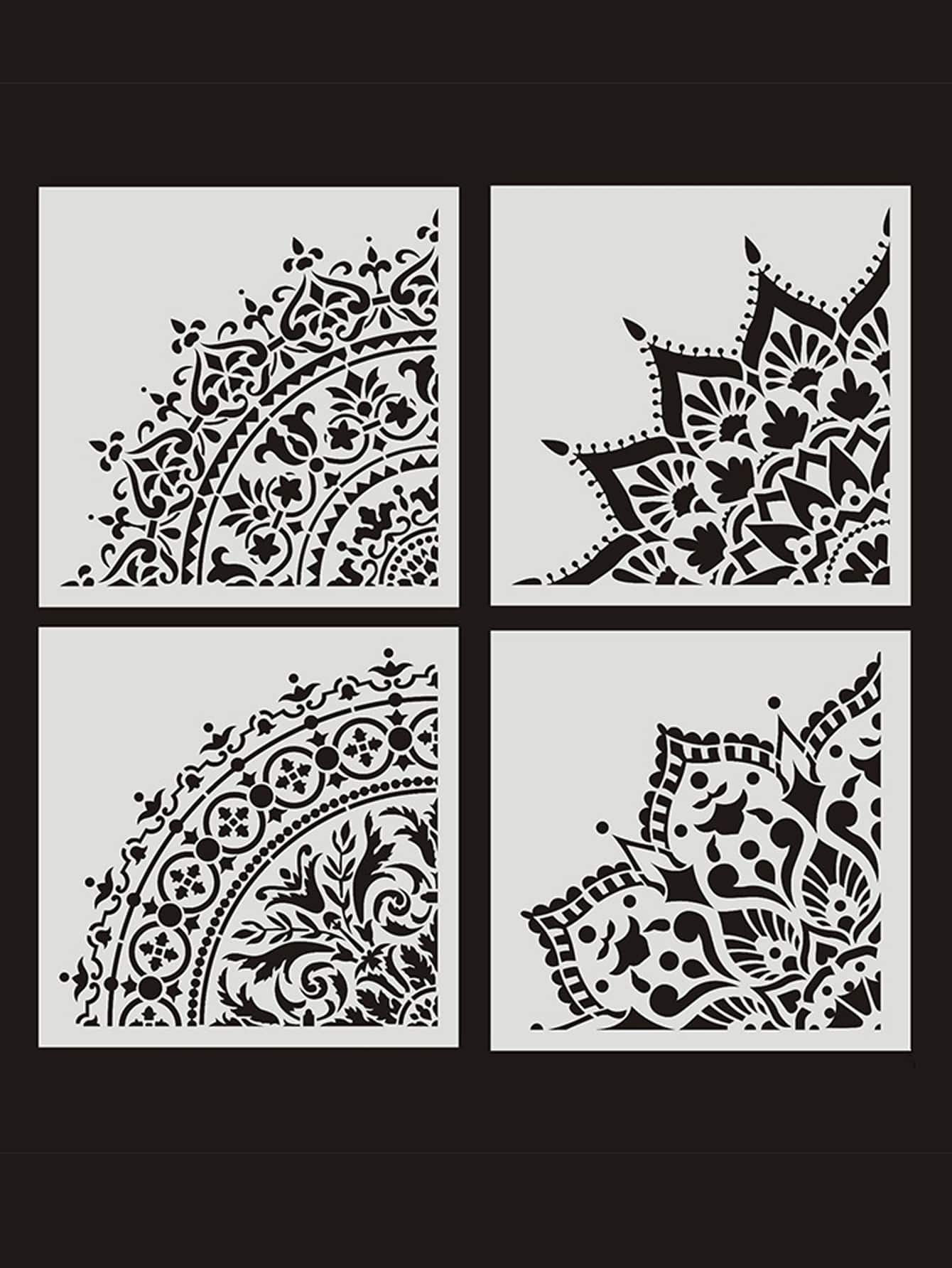 1pc Mandala Design Random Drawing Template - White - View 1
