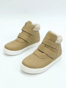 女孩加絨內裏魔術貼靴子 - 卡其色 - 查看 2