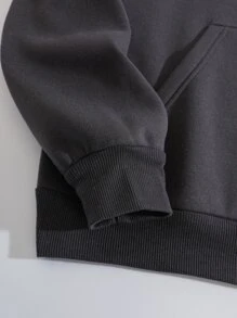 Hombres Capucha con estampado de letra térmico con cordón - Gris Oscuro - Ver 5