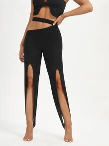 LUSINE BONFIELD Quần nữ Cắt ra màu trơn Giải trí - màu đen - Xem 1