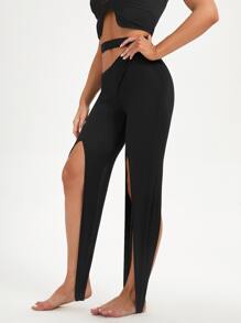 LUSINE BONFIELD Quần nữ Cắt ra màu trơn Giải trí - màu đen - Xem 3