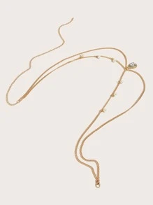 Cinturón de cadena con perla artificial & con diamante de imitación gota de agua accesorio - Dorado - Ver 2