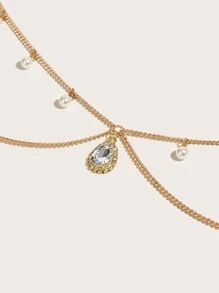 Cinturón de cadena con perla artificial & con diamante de imitación gota de agua accesorio - Dorado - Ver 4