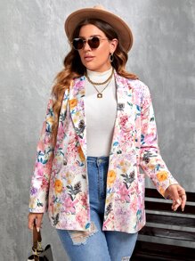 Blazer con estampado floral con botón - Multicolor - Ver 2