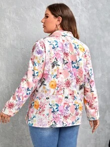 Blazer con estampado floral con botón - Multicolor - Ver 3