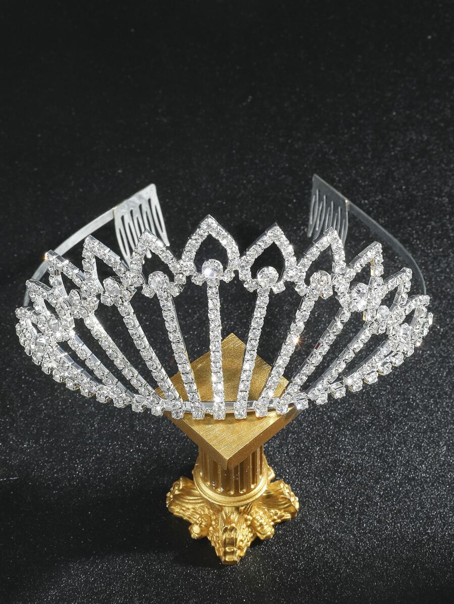 水鑽裝飾新娘頭飾 - 銀色 - 查看 1