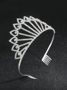 水鑽裝飾新娘頭飾 - 銀色 - 查看 2