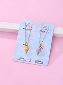 2入組女孩冰淇淋吊飾項鍊 - 黃色 - 查看 5