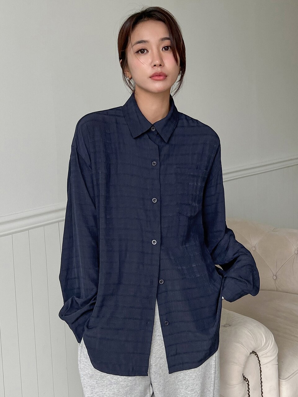 Drop Shoulder Patched Pocket Shirt Plaid