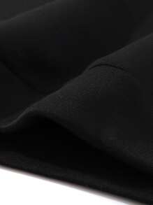 Manfinity Homme Men Letter Graphic Contrast Tape Drop Shoulder Sweatshirt - Black - View 3