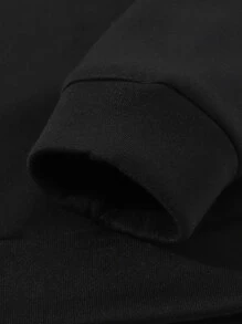 Manfinity Homme Men Letter Graphic Contrast Tape Drop Shoulder Sweatshirt - Black - View 4