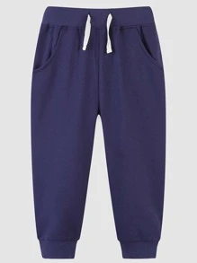 寶藍色男童春秋休閒褲