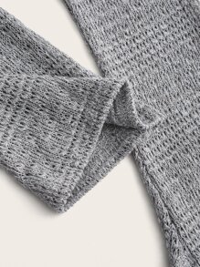 SHEIN ICON 超短版荷葉袖套頭毛衣 - 淺灰色 - 查看 3