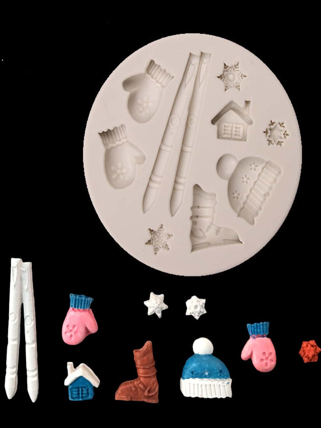 1 Khuôn silicon trượt tuyết Giáng sinh DIY - Màu Xám nhạt - Xem 1