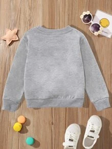 Toddler Girls Cat Print Sweatshirt - Grey - View 2