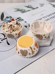 100pcs Muffin Cupcake Paper,Cupcake Liner Baking Muffin Box Cup Case, Party Tray Cake Decorating Tools Birthday Party Decor - Multicolor - View 2