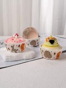 100pcs Muffin Cupcake Paper,Cupcake Liner Baking Muffin Box Cup Case, Party Tray Cake Decorating Tools Birthday Party Decor - Multicolor - View 3