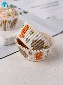 100pcs Muffin Cupcake Paper,Cupcake Liner Baking Muffin Box Cup Case, Party Tray Cake Decorating Tools Birthday Party Decor - Multicolor - View 6