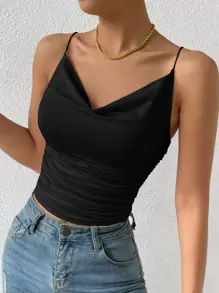 SHEIN BAE Draped Front Ruched Crop Cami Top
