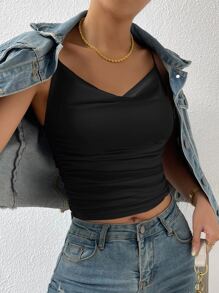SHEIN BAE Draped Front Ruched Crop Cami Top