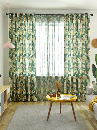 花朵圖案單片窗簾