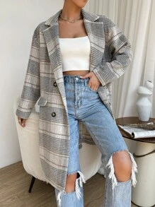 Muchica 格紋雙排釦花呢外套 - 彩色 - 查看 6